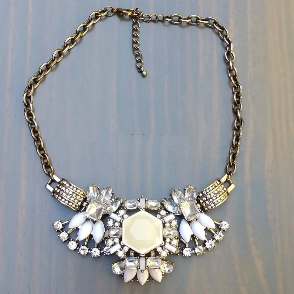 Ornate bead and cz statement necklace